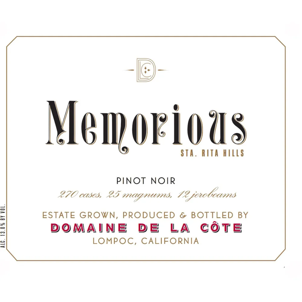 Memorious Pinot Noir Bottle