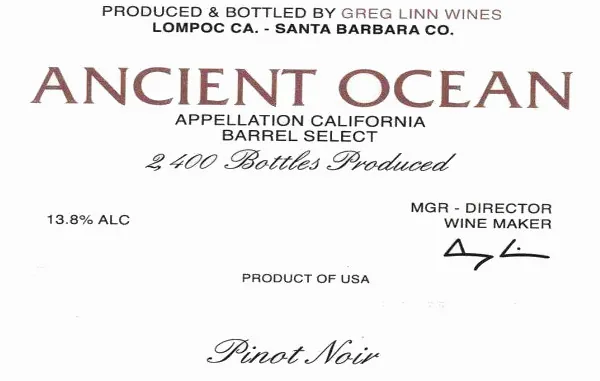 Ancient Ocean Pinot Noir Bottle