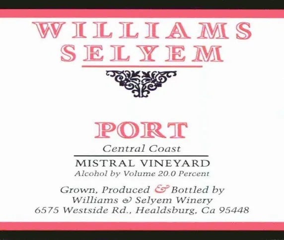 Mistral Vineyard Port Bottle