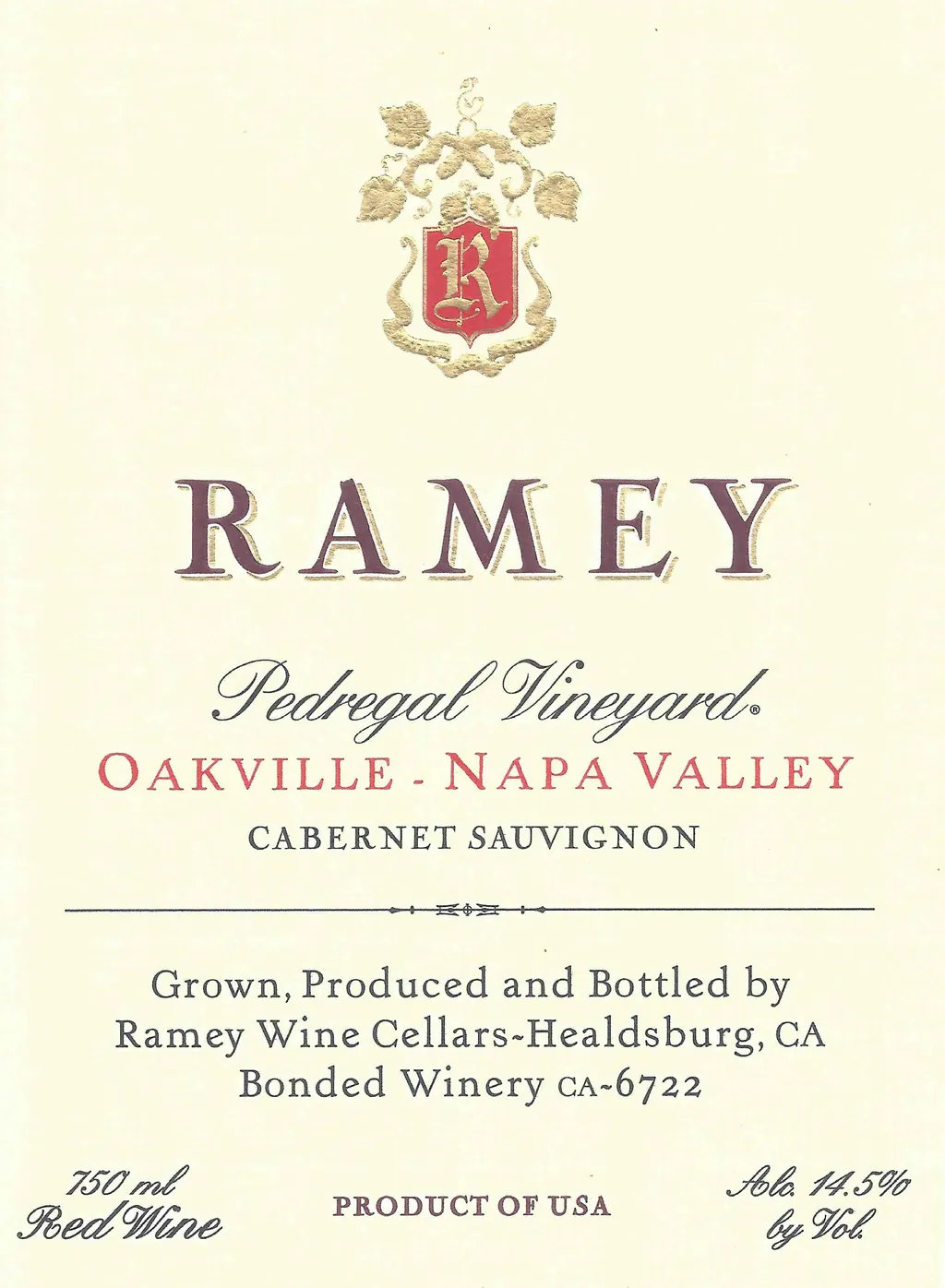 Pedregal Vineyard Cabernet Sauvignon Bottle