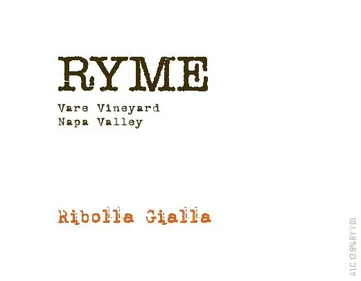 Ryme Vare Vineyard Ribolla Gialla Bottle