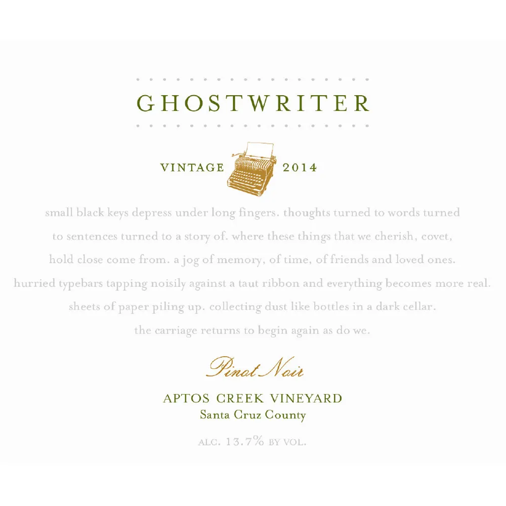 Aptos Creek Vineyard Pinot Noir Bottle