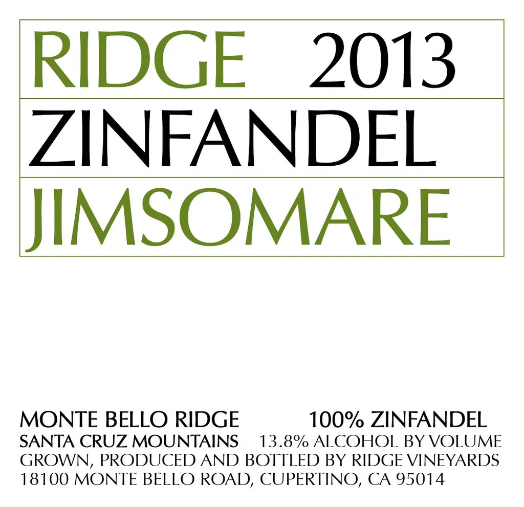 Jimsomare Vineyard Zinfandel Bottle