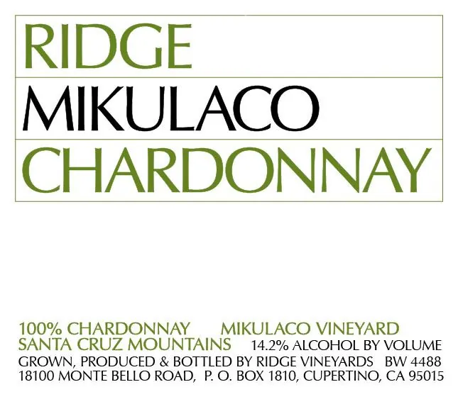 Mikulaco Chardonnay Bottle