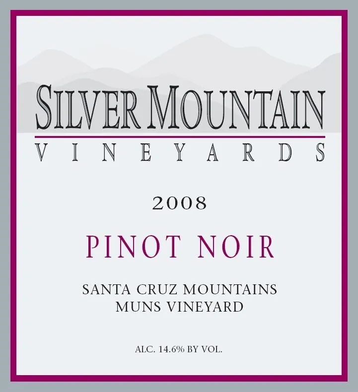 Silver Mountain Muns Vineyard Pinot Noir Bottle