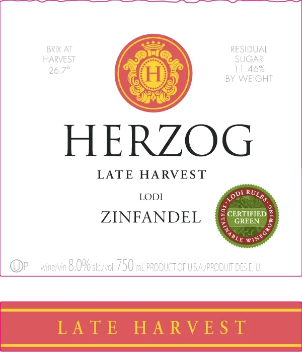 Late Harvest Zinfandel Bottle