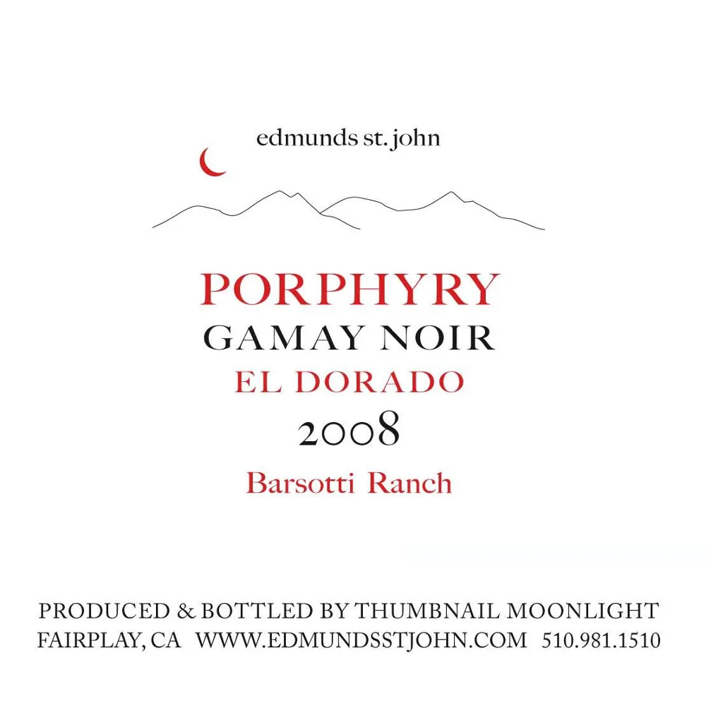 Gamay Noir Porphyry Barsotti Ranch Bottle