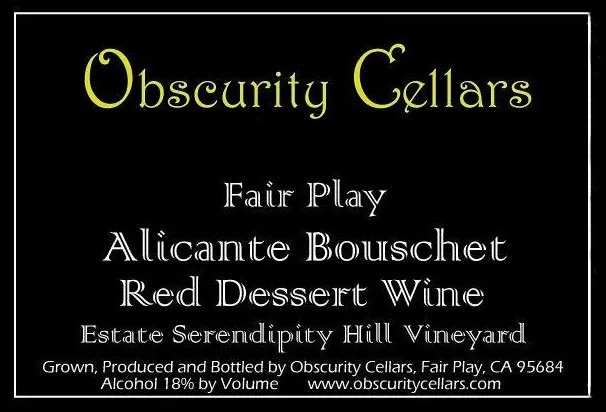 Alicante Bouschet Red Dessert Wine Bottle