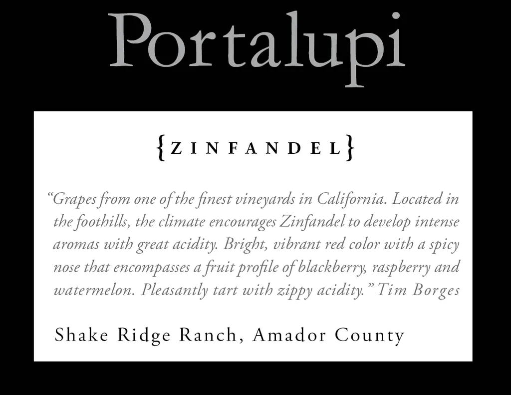 Shake Ridge Ranch Zinfandel Bottle
