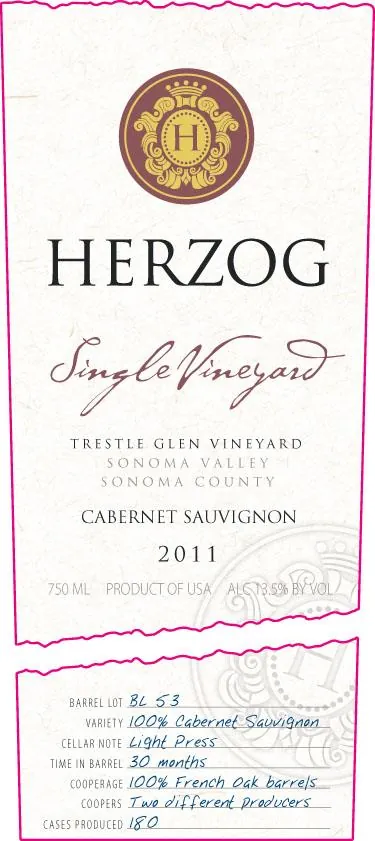 Single Vineyard Trestle Glen Vineyard Cabernet Sauvignon Bottle