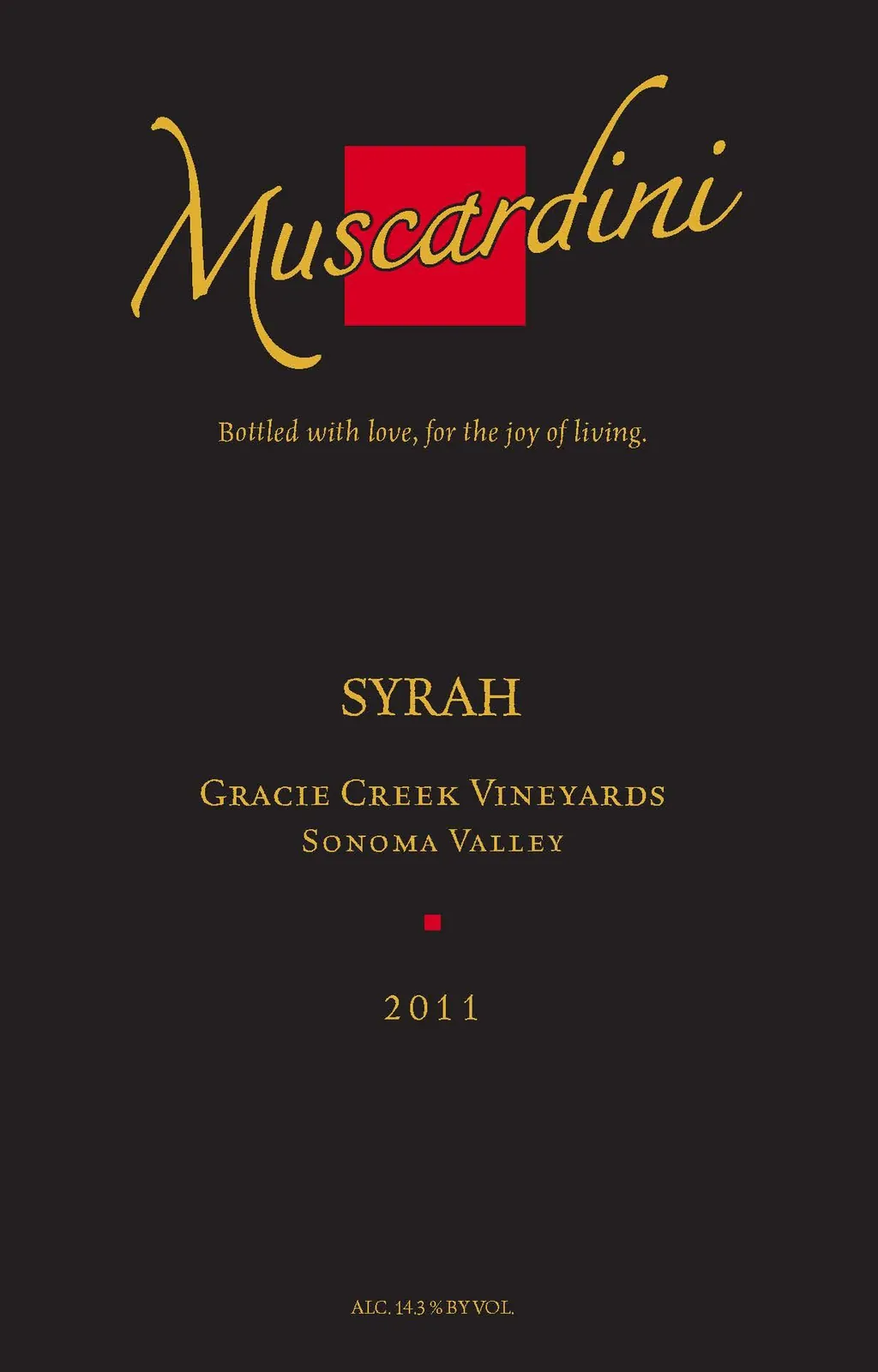 Gracie Vineyards Syrah Bottle
