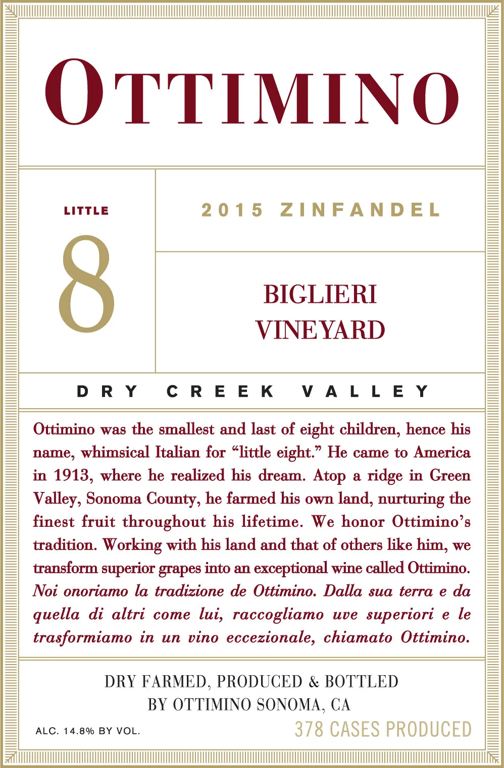 Biglieri Vineyard Zinfandel Bottle