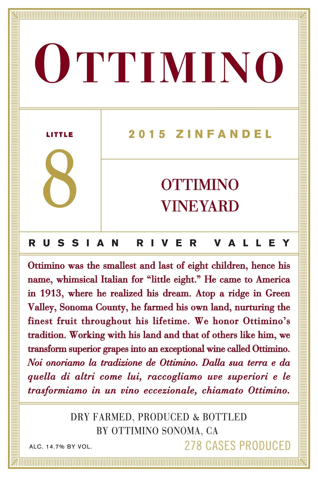 Estate Vineyard Zinfandel Bottle