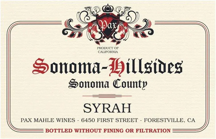 Sonoma Hillsides Syrah Bottle