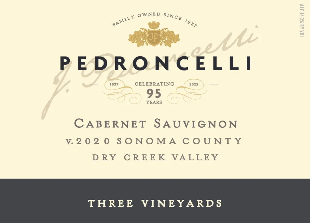 Three Vineyards Dry Creek Cabernet Sauvignon Bottle