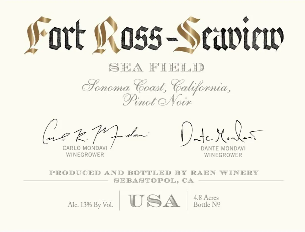 Sea Field Vineyard Pinot Noir Bottle