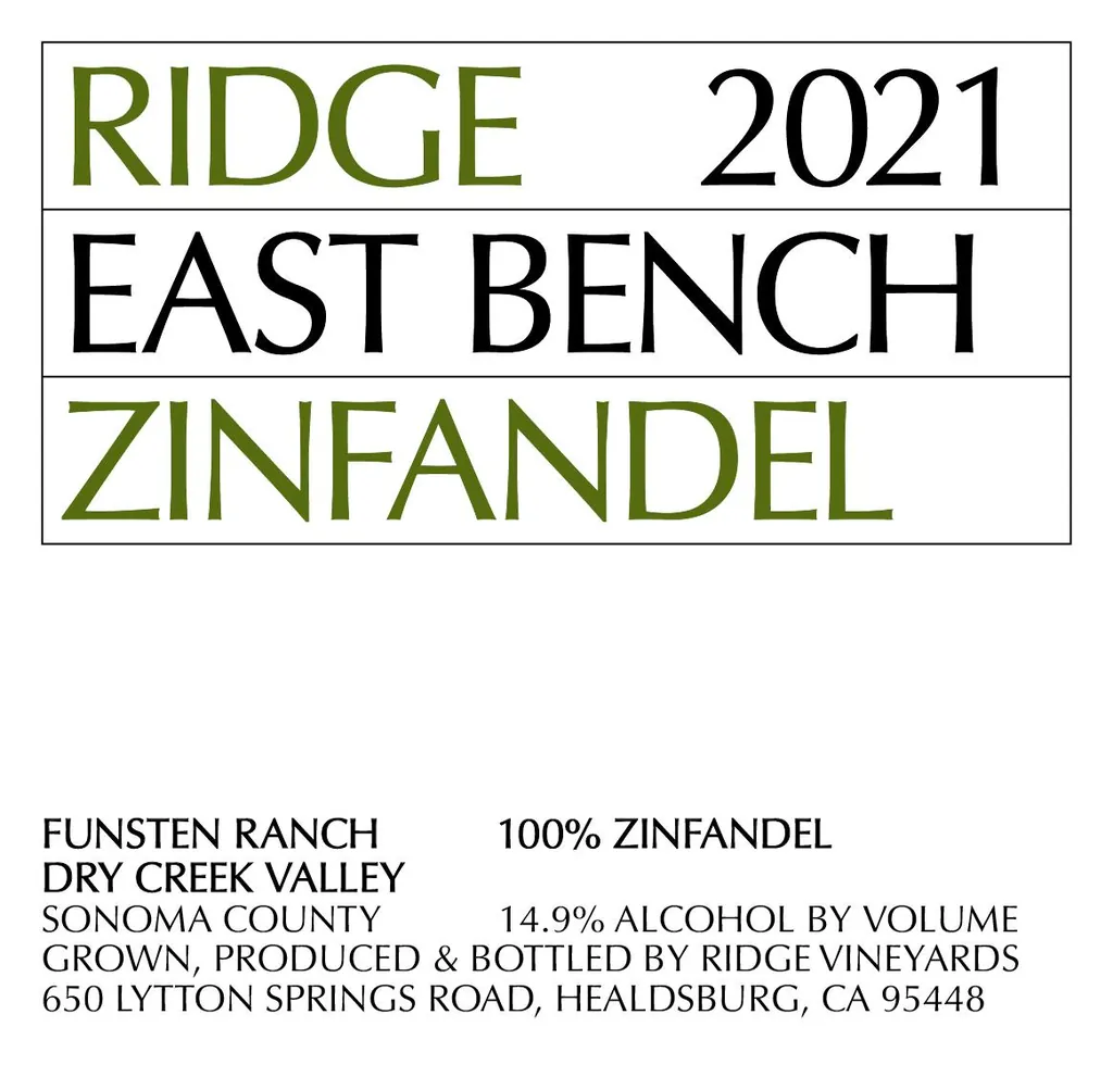 East Bench Zinfandel Bottle