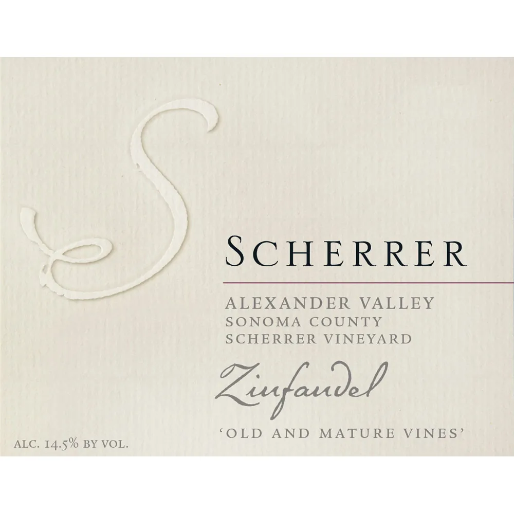 Scherrer Vineyard Old & Mature Vines Zinfandel Bottle