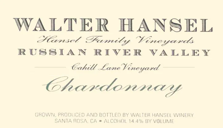 Cahill Lane Vineyard Chardonnay Bottle