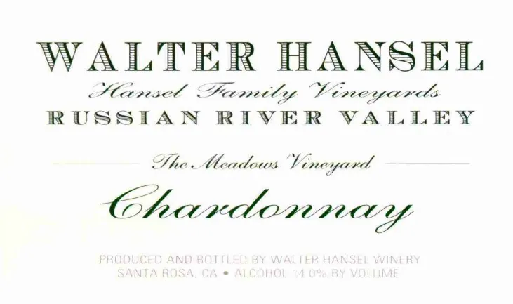 The Meadows Vineyard Chardonnay Bottle