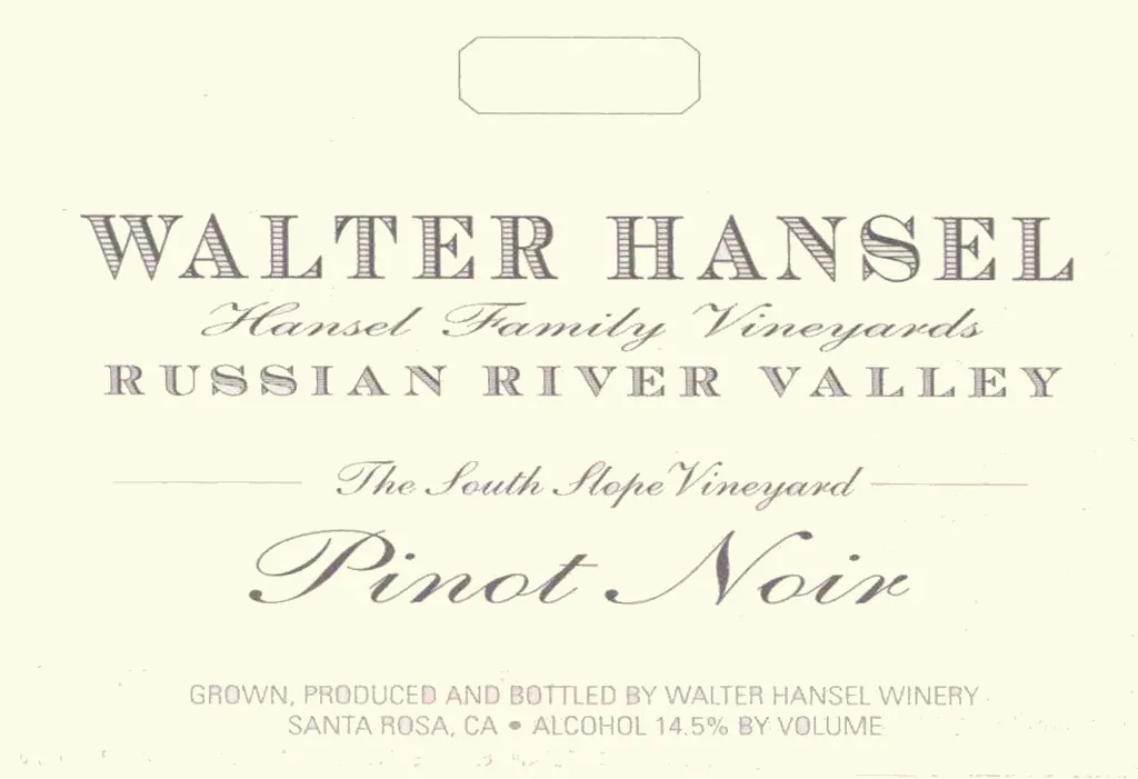 The South Slope Vineyard Pinot Noir Bottle