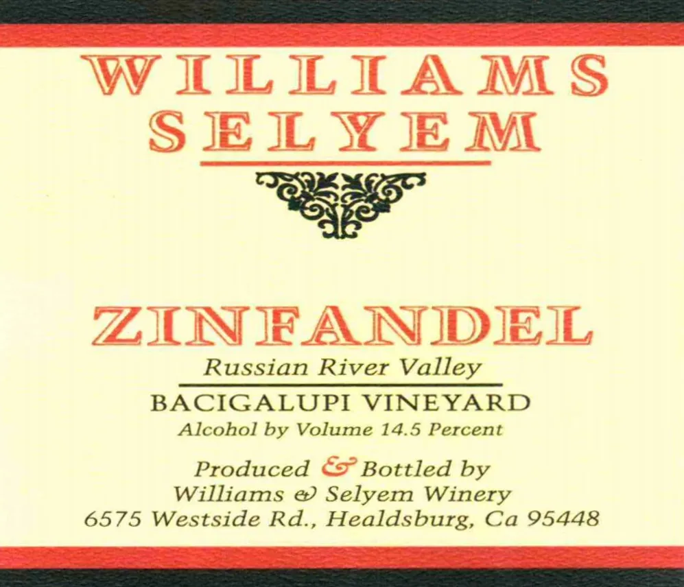 Bacigalupi Vineyard Zinfandel Bottle