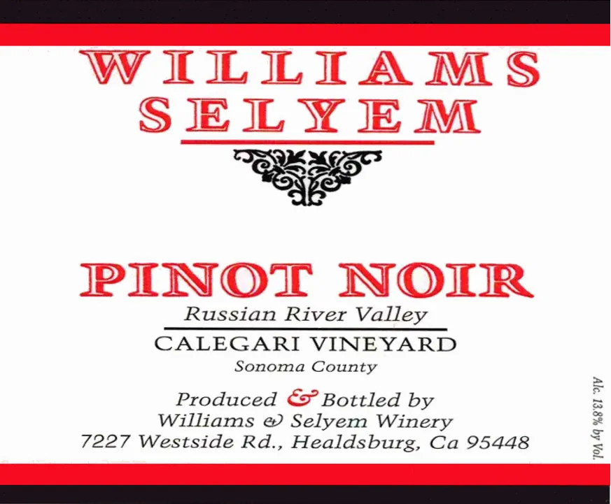 Calegari Vineyard Pinot Noir Bottle