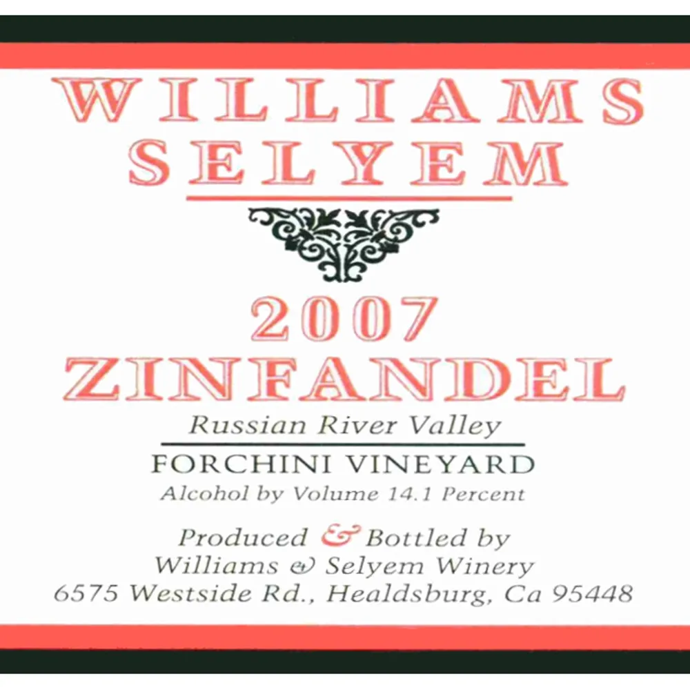 Forchini Vineyard Zinfandel Bottle