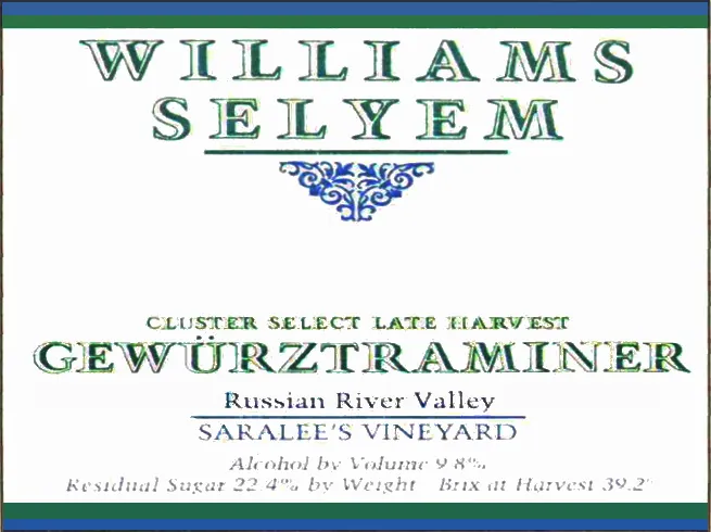 Saralee's Vineyard Gewurztraminer Bottle