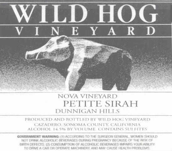 Wild Hog Nova Vineyard Petite Sirah Bottle