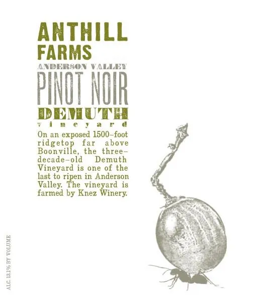 Demuth Vineyard Pinot Noir Bottle