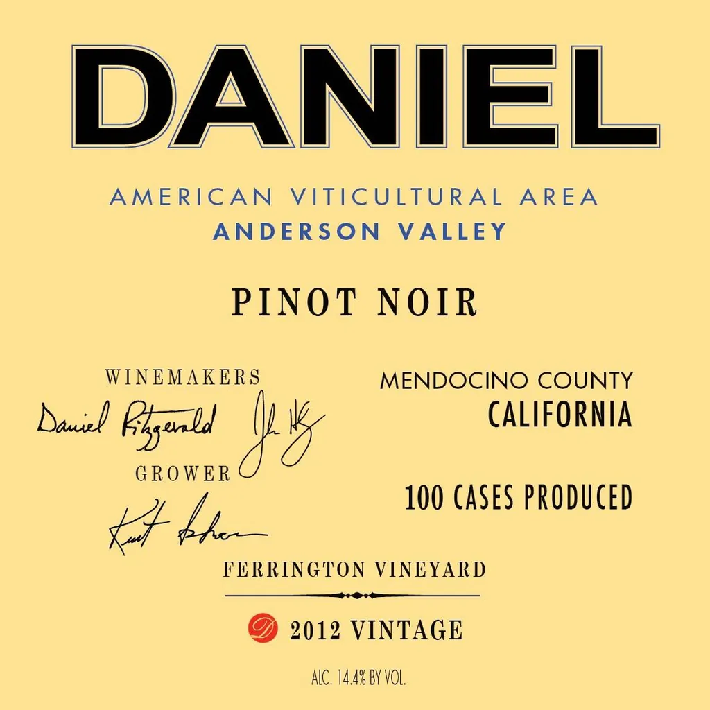 Daniel Ferrington Pinot Noir Bottle