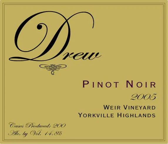 Weir Vineyard Pinot Noir Bottle