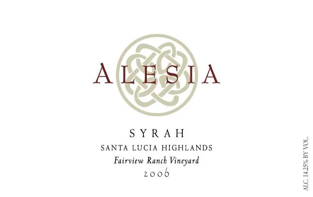 Alesia Fairview Ranch Syrah Bottle