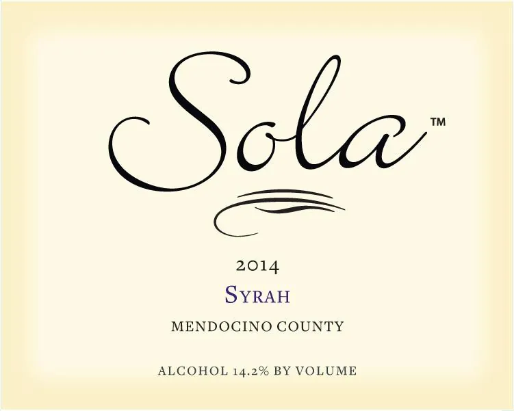 Sola Mendocino County Syrah Bottle