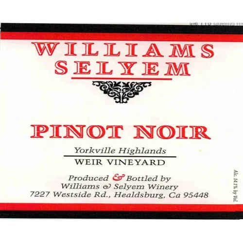 Weir Vineyard Pinot Noir Bottle