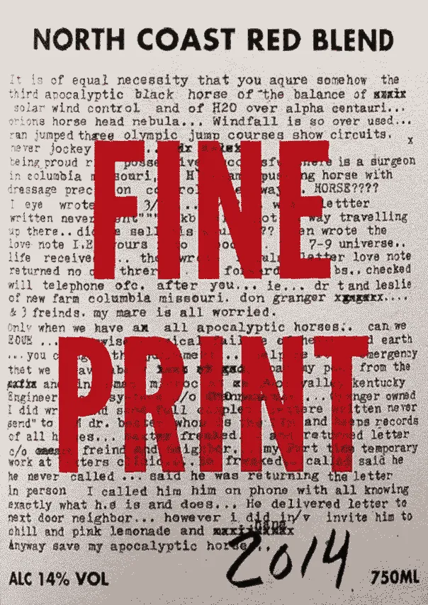 Fine Print North Coast Red Blend Bottle