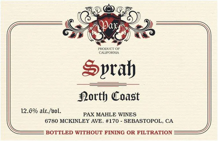 North Coast Syrah Bottle