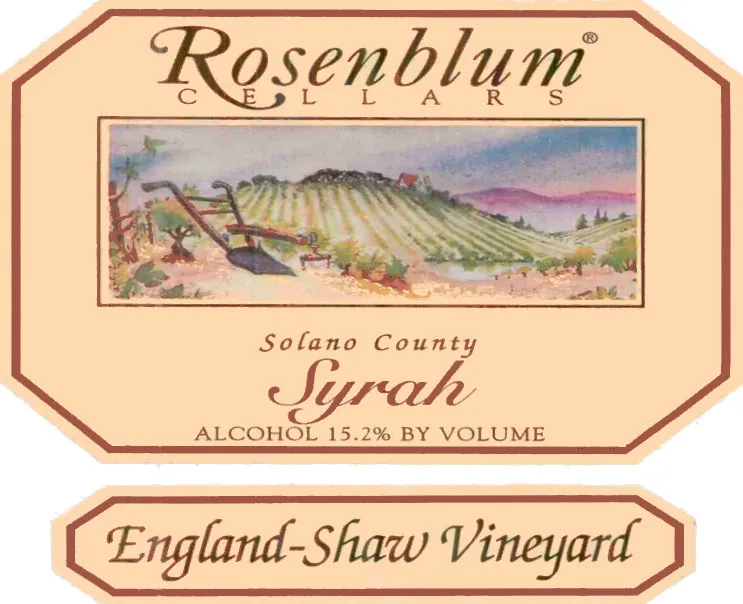 England Shaw Vineyard Syrah Bottle