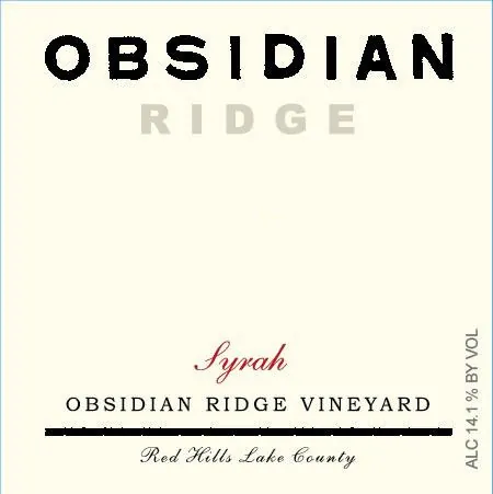 Obsidian Ridge Syrah Bottle