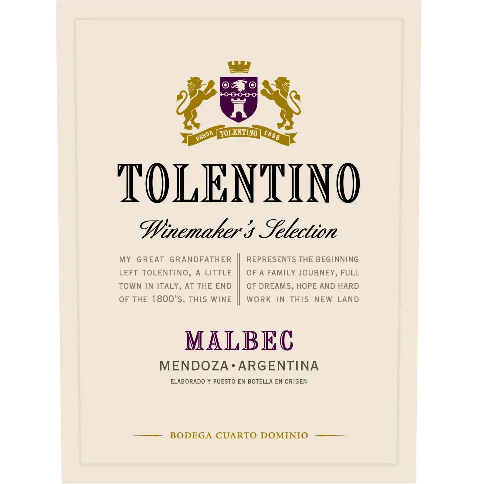 Tolentino Winemaker's Selection Malbec Bottle