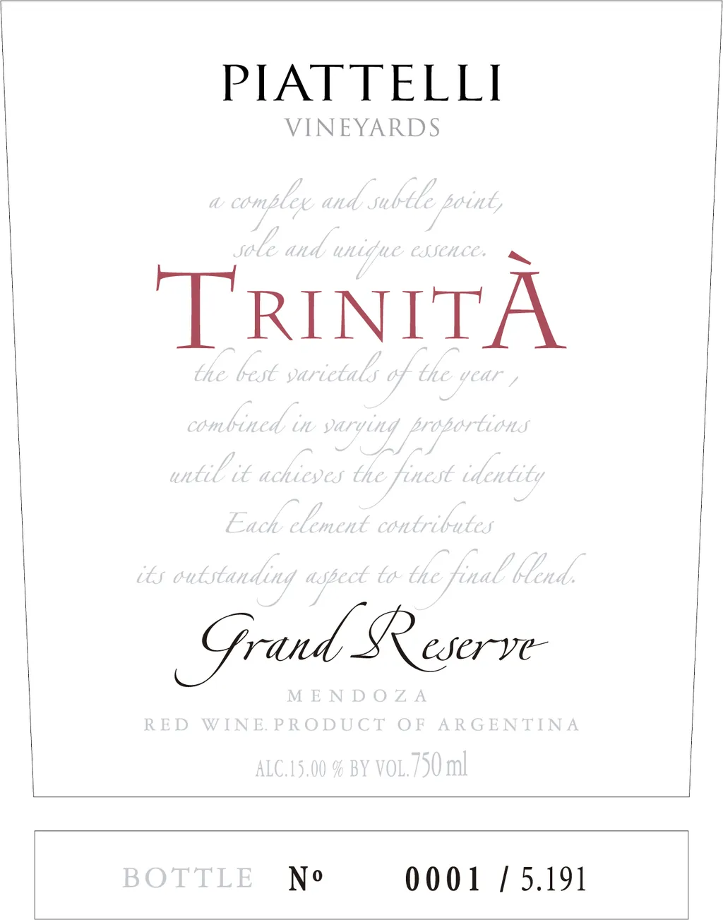 Grand Reserve Trinita Bottle