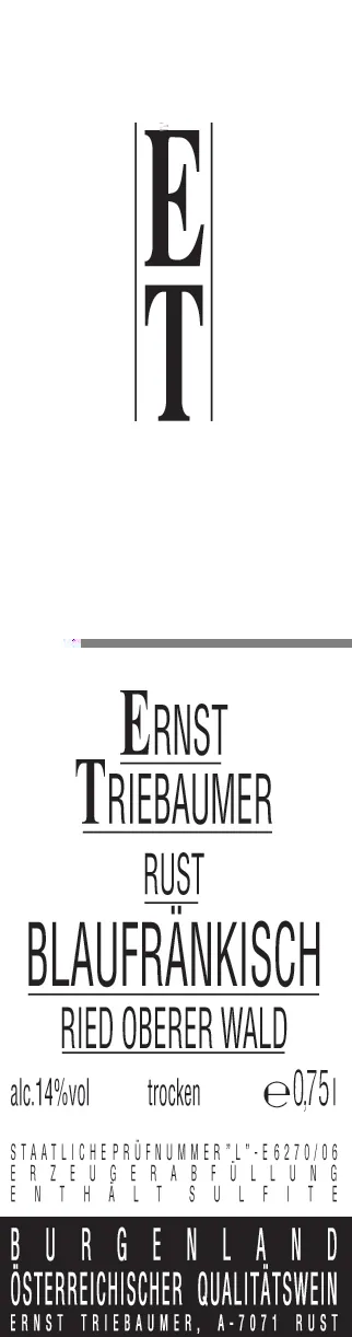 Ried Oberer Wald Blaufrankisch Bottle