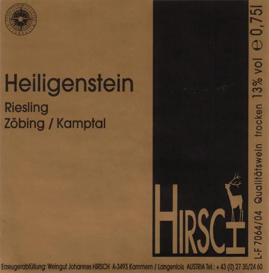 Zobinger Heiligenstein Erste Lage Riesling Bottle