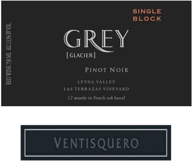 Grey Glacier Las Terrazas Vineyard Single Block Pinot Noir Bottle