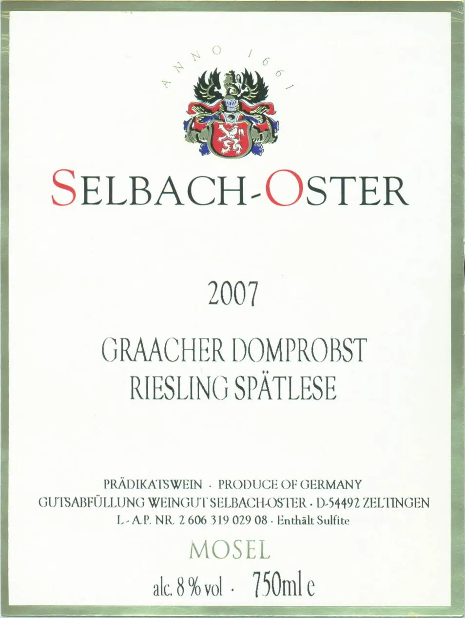 Graacher Domprobst Riesling Spatlese Bottle