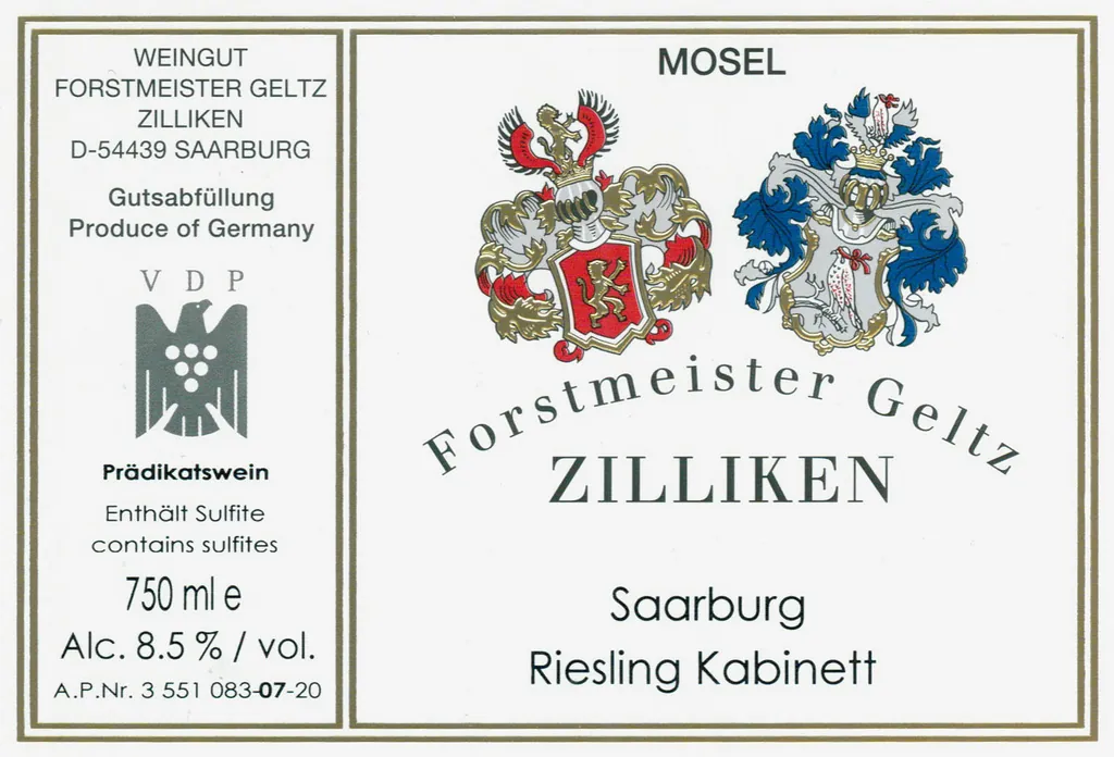 Forstmeister Geltz Saarburg Riesling Kabinett Bottle