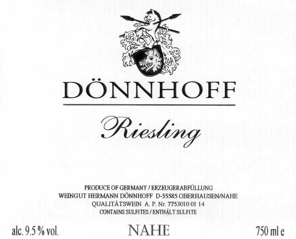 Nahe Estate Riesling Feinherb Bottle