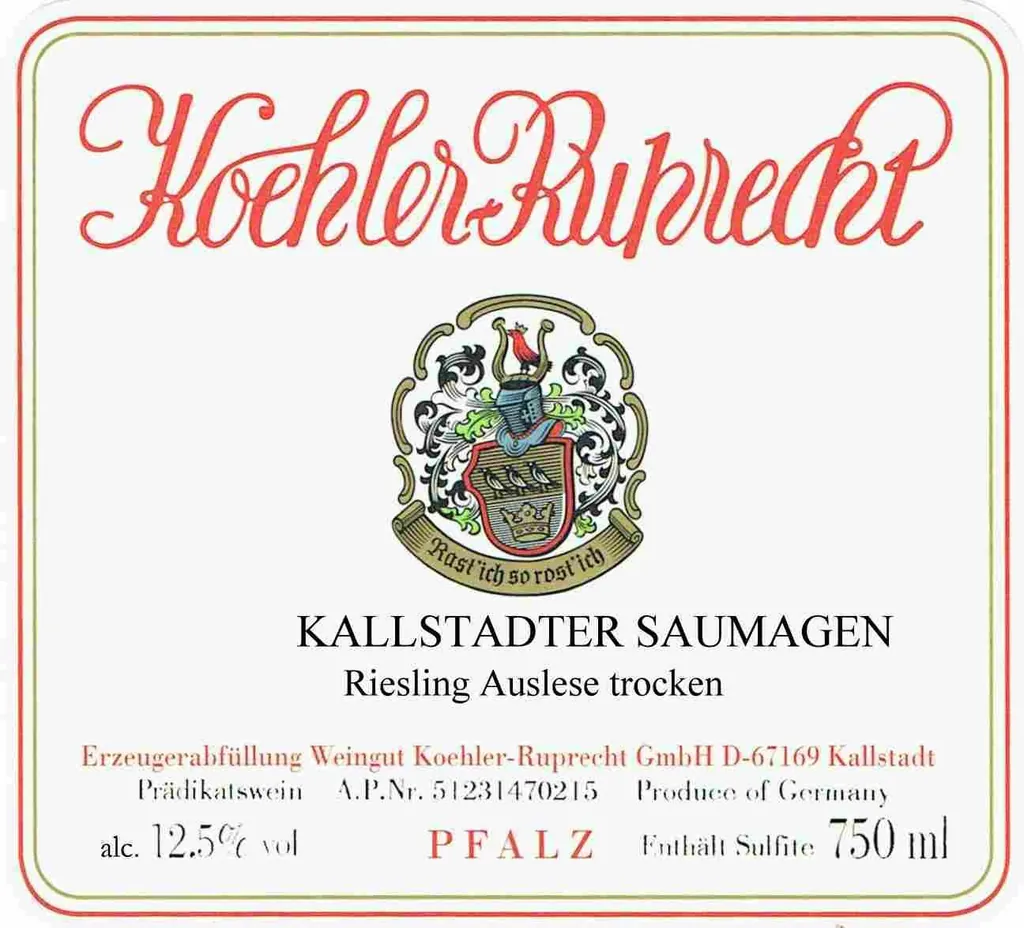 Kallstadter Saumagen Auslese Trocken Riesling Bottle