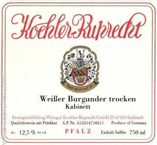 Pfalz Weisser Burgunder Trocken Kabinett Bottle